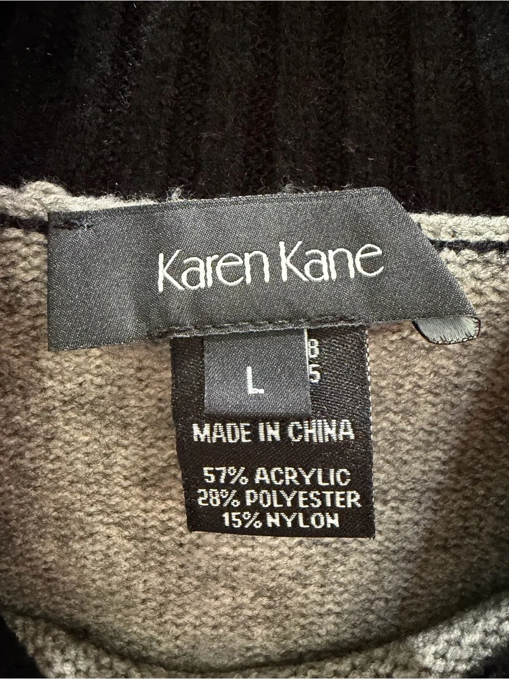 Karen Kane | Two-Tone Black and Gray Mock Neck Sweater - Picture 3 of 5